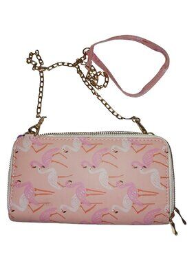 Pink Flamingo Print Wallet – Chain & Wristlet Strap